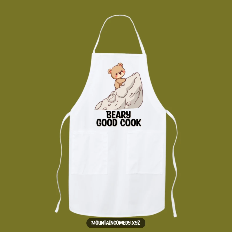 Funny Bear Cub Ascent Apron: Cook with Grit and Humor on This Hilarious Kitchen Wear
