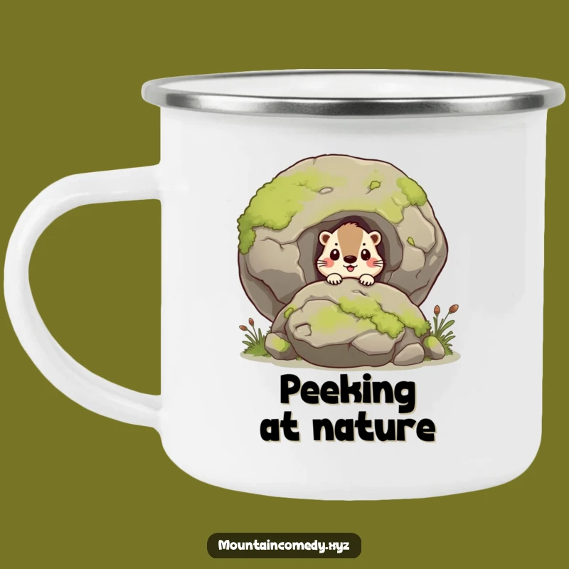 Durable Funny Curious Marmot Camping Mug, Gift for Outdoor Exploration