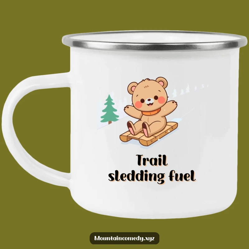 Funny Bear Cub Sledding Camping Mug: Hilarious Outdoor Adventure Gift