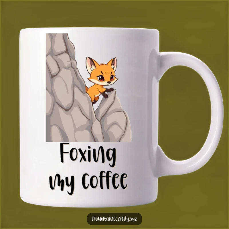 Funny Fox Cub Climbing Mug: Determined Adventure Gift for Ambitious Go-Getters