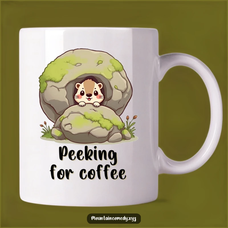 Funny Curious Marmot Mug, Whimsical Humorous Gift for Nature Lovers