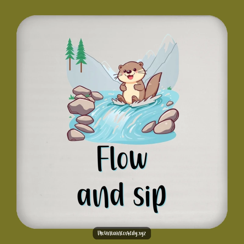Funny Otter Paddling Coaster Set: Hilarious Protection for Cheerful Homes