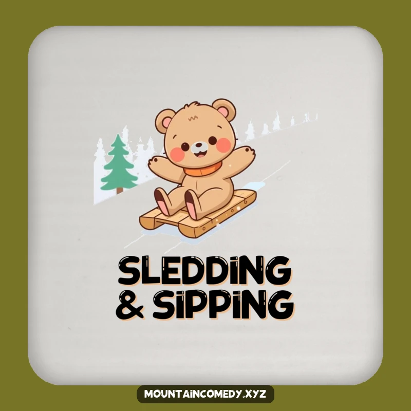 Funny Bear Cub Sledding Coaster Set: Hilarious Winter Protection Gift