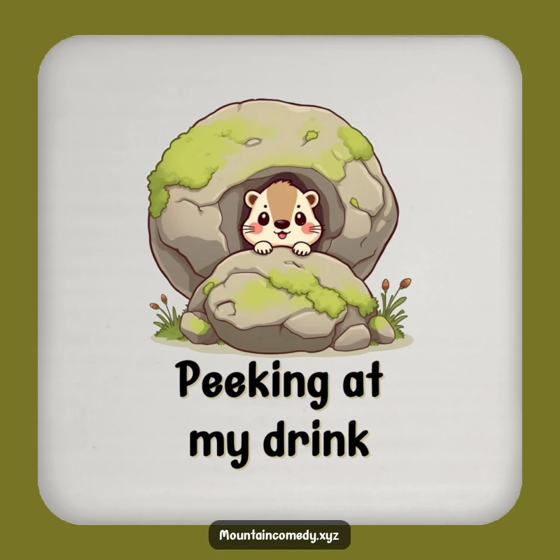 Funny Curious Marmot Coaster Set, Whimsical Gift for Table Protection