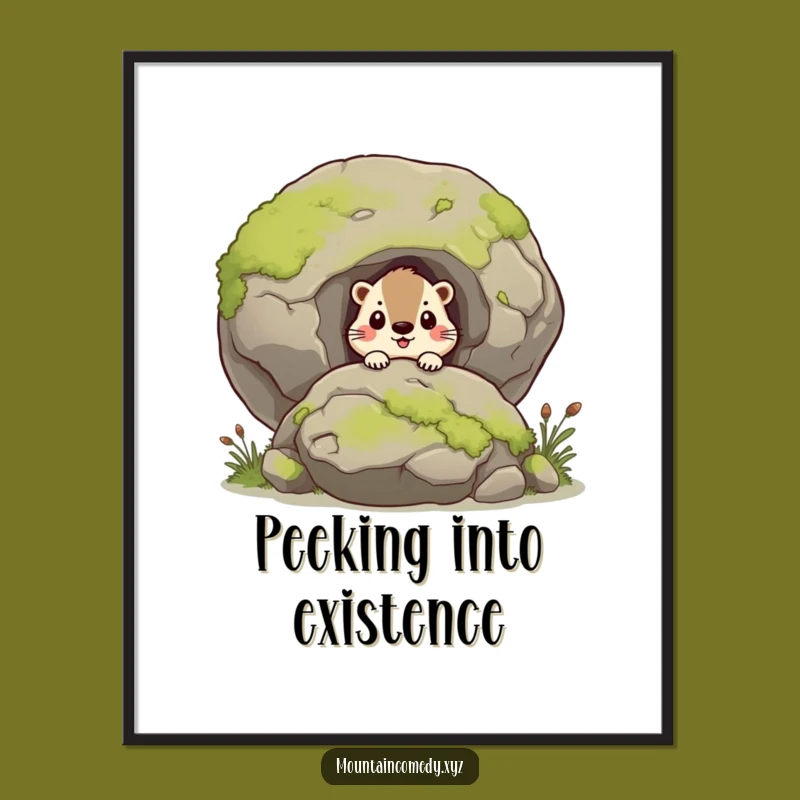 Funny Curious Marmot Poster, Whimsical Gift for Nature-Inspired Decor