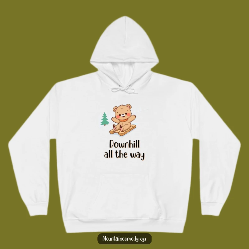 Funny Bear Cub Sledding Hoodie: Cozy Winter Fun and Hilarious Adventure Gift