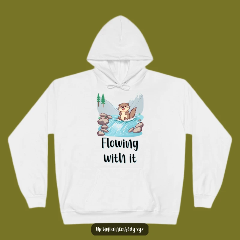 Funny Otter Paddling Hoodie: Cozy Cheer and Stream Adventure Gift