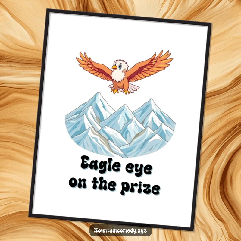 Free printable wall art depicting an energetic eagle soaring powerfully above a spectacular mountain range, embodying freedom and aspiration.