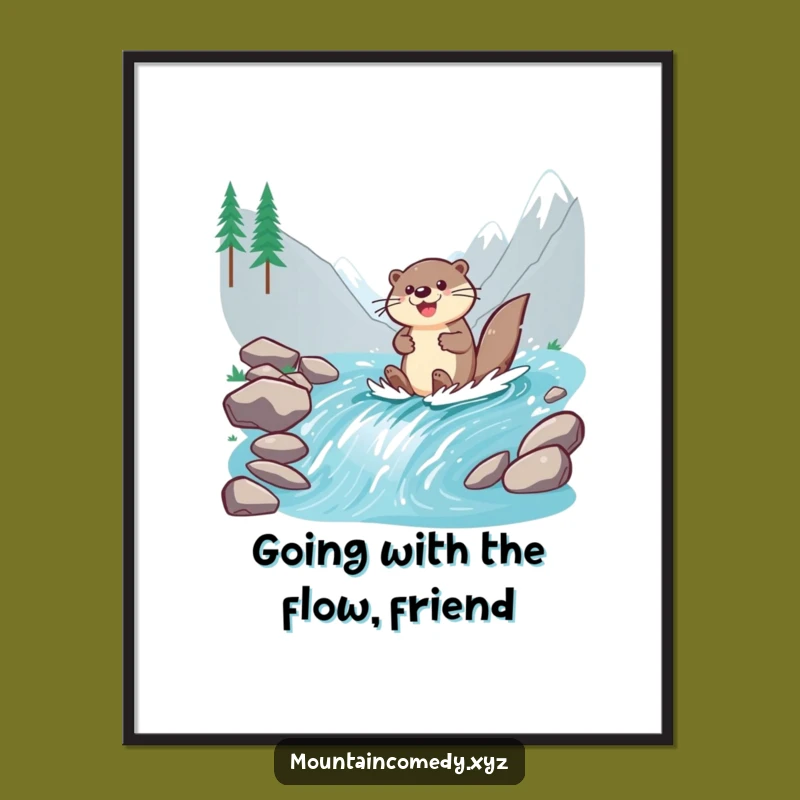 Free Printable Otter Art: Enthusiastic Paddler Stream Downloadable Decor Gift