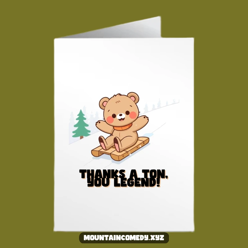 Free Printable Bear Cub Thank You Card: Funny Slide Downloadable Appreciation Gift