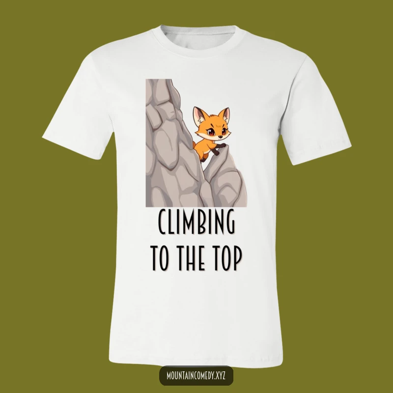 Funny Fox Cub Climbing T-Shirt: Conquer Challenges Hilariously Adventure Tee