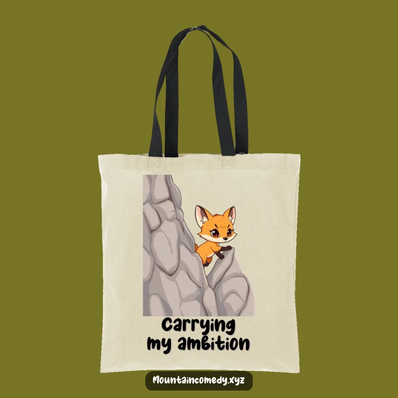 Funny Fox Cub Climbing Tote Bag: Hilarious Adventure Carry-All Gift