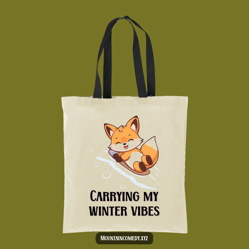 Funny Fox Belly Slide Tote Bag: Carry Your Essentials with This Hilarious Winter Companion